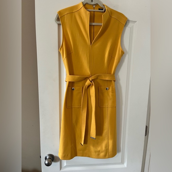 Tommy Hilfiger Dresses & Skirts - Tommy Hilfiger Rich Yellow Belted Mid Length Dress Women’s size 10